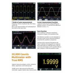 Portable Handheld Oscilloscope 2 channels 40MHz or 70MHz + Multimeter + Signal generator Brand OWON HDS2xx