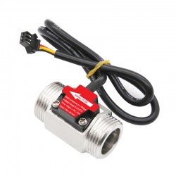 Control Flujo: Contador Litros, Sensor flujo Dn20 Acero, Válvula, Fuente de poder y cable de datos