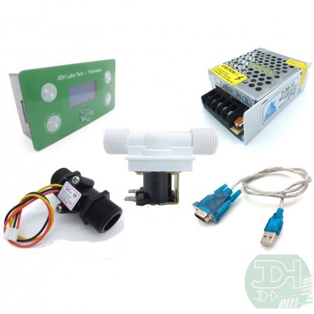 Flow Control: Liters Counter, Dn15 Steel flow sensor, Valve, Power supply and data cable