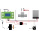 Control Flujo: Contador Litros, Sensor flujo Dn15 Acero, Válvula, Fuente de poder y cable de datos