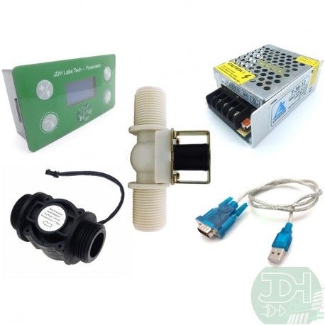 Flow Control: Liters Counter, Dn25 flow sensor, Valve, Power supply and data cable