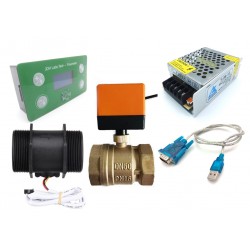 Flow Control: Liters Counter, DN50 flow sensor, Valve, Power supply and data cable
