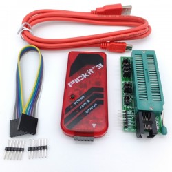 PICkit 3 Kit de programador ICSP: Programador, módulo adaptador con Socket ZIF y cables