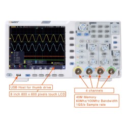 OWON XDS3064-E  Osciloscopio de almacenamiento digital 4 Canales 60MHz con pantalla táctil